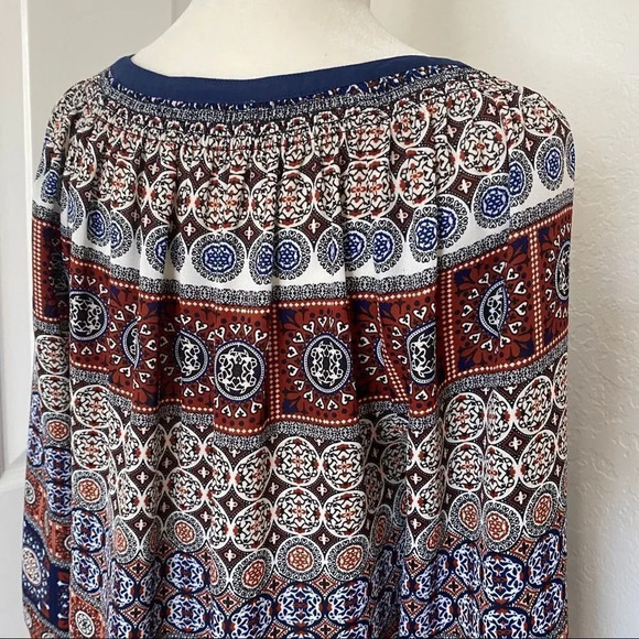 Like New Daniel Rainn Stitch Fix Paisley 3/4 Sleeve Length Blouse with Tassels - Picture 11 of 14